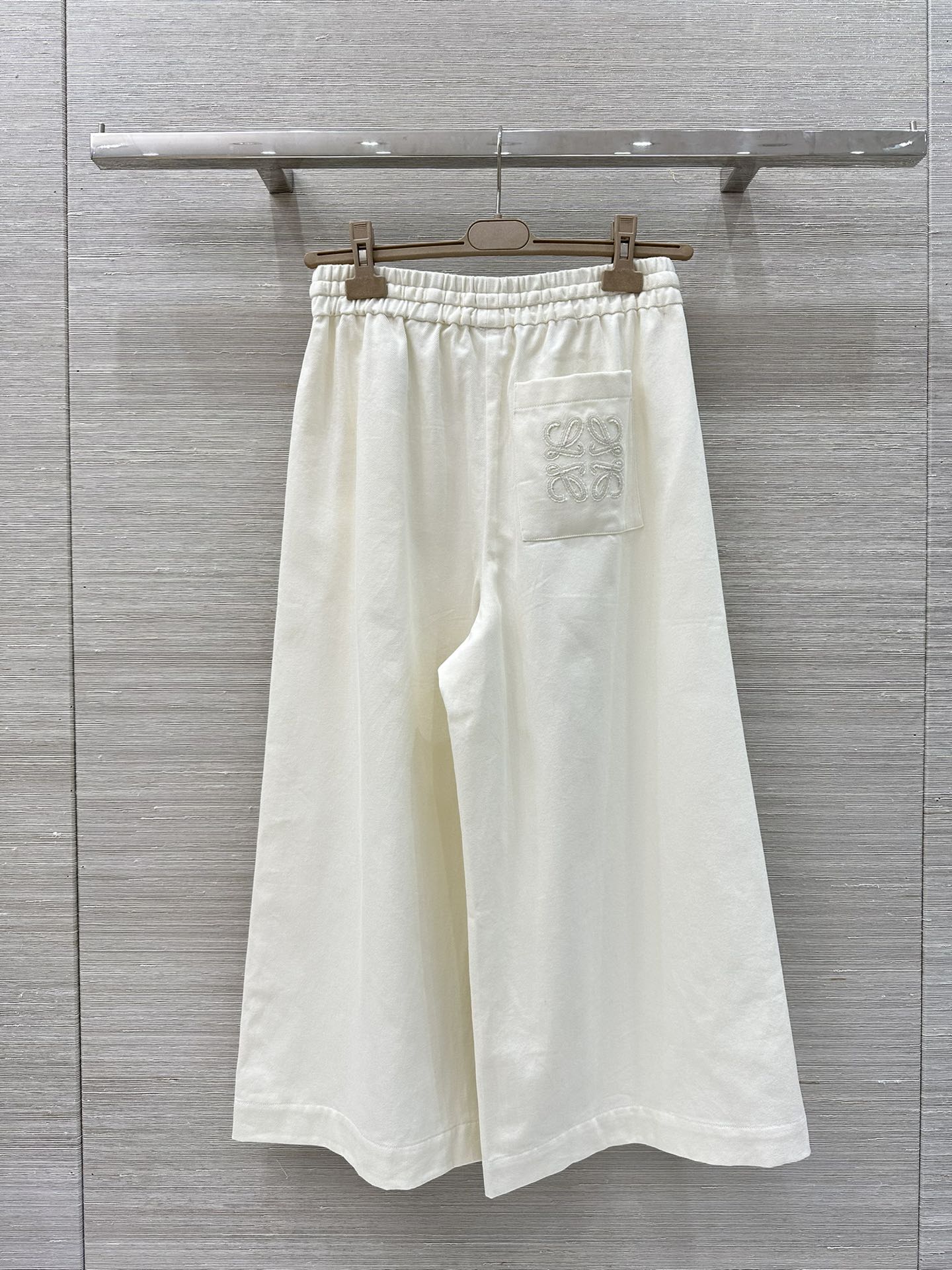 Loewe 25 Denim Wide-leg Cropped Pants White Cotton