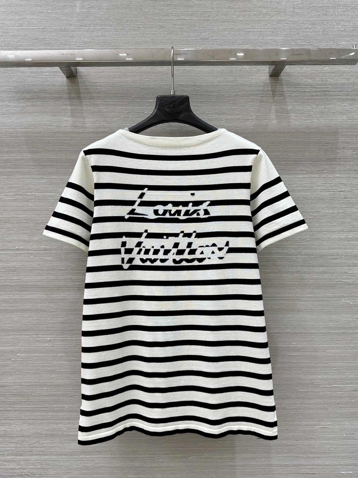 LV 25 Striped Letter Jacquard One-Shoulder Knitted White Black Cotton Polyester
