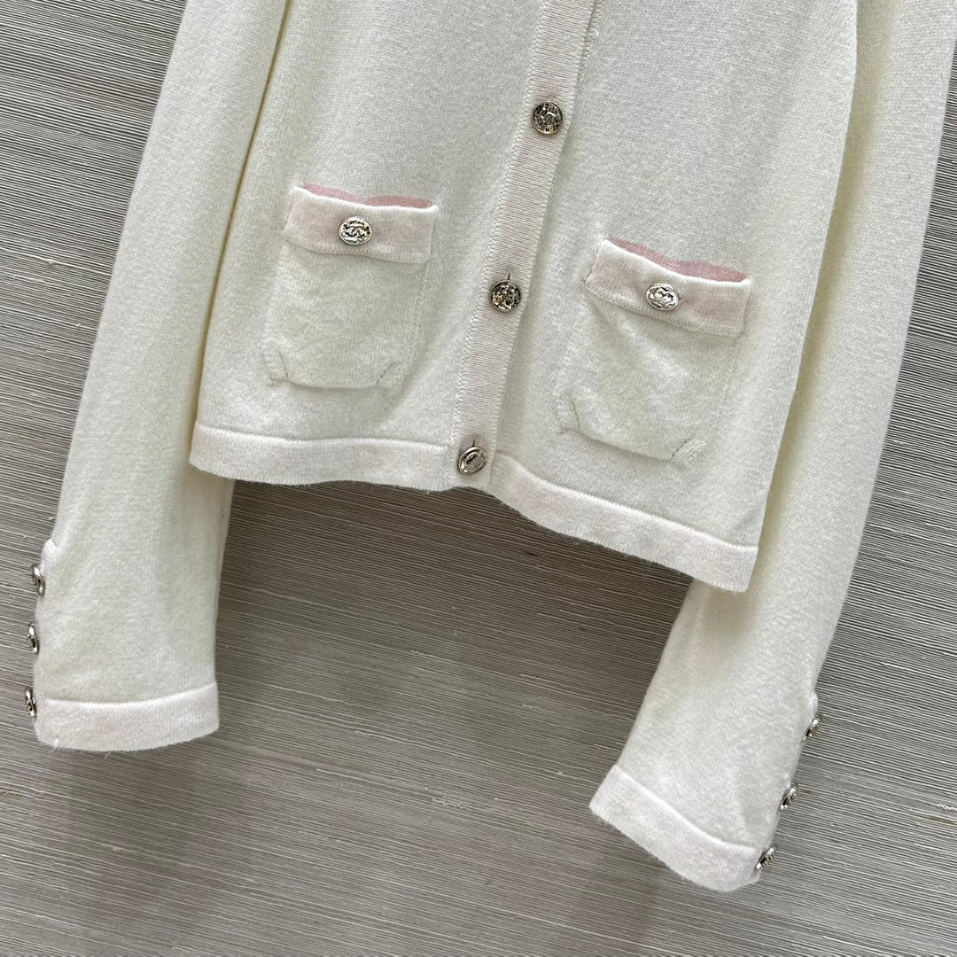 CC 25 Cardigan White Cashmere