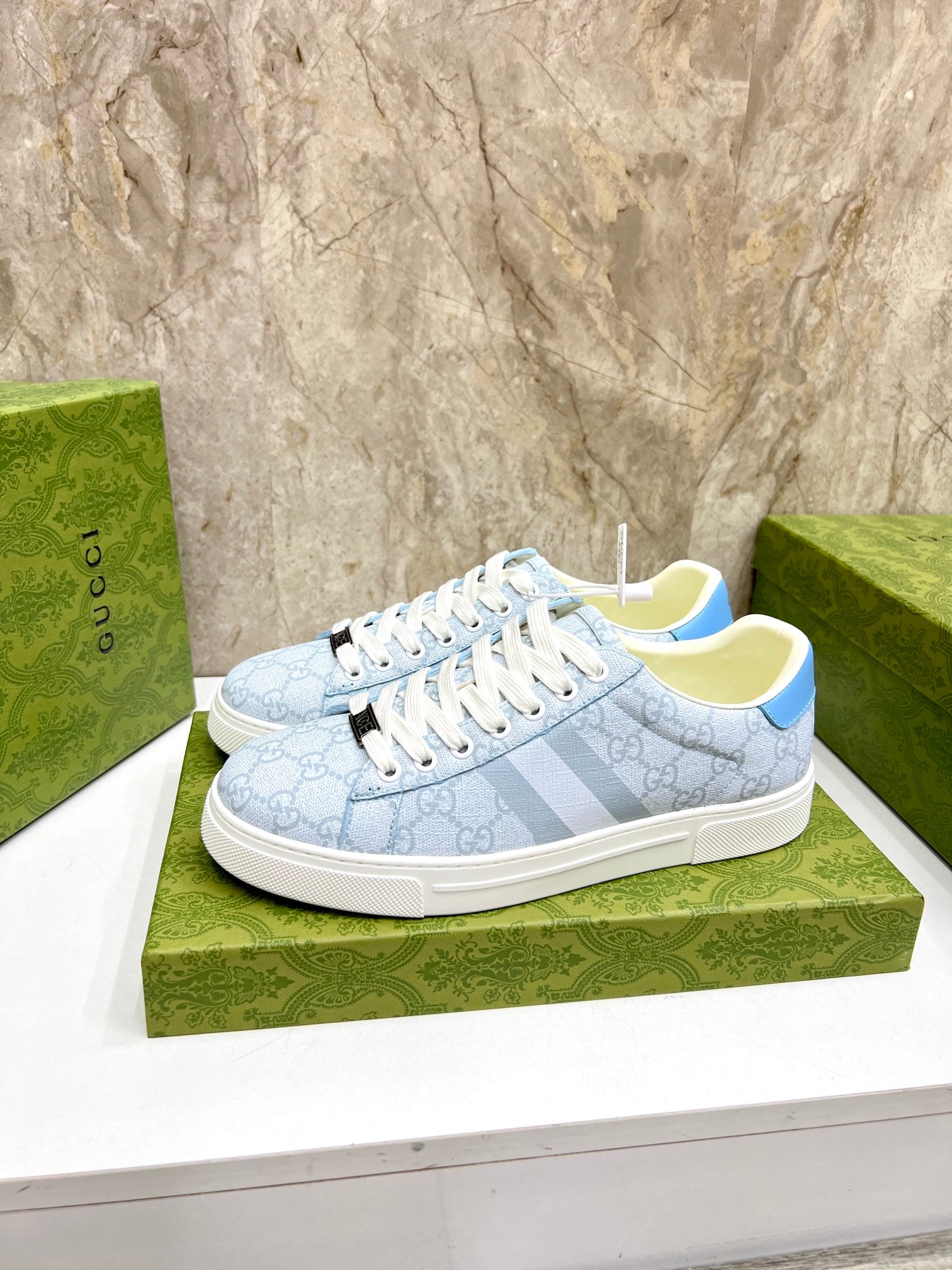 GG Men's ACE Sneaker Pastel Blue Canvas 525944