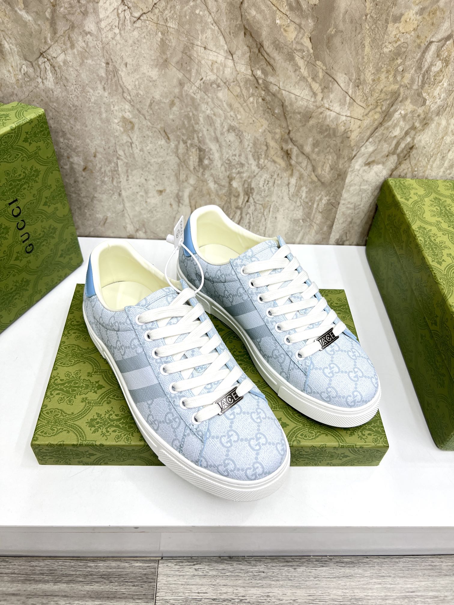 GG Men's ACE Sneaker Pastel Blue Canvas 525944