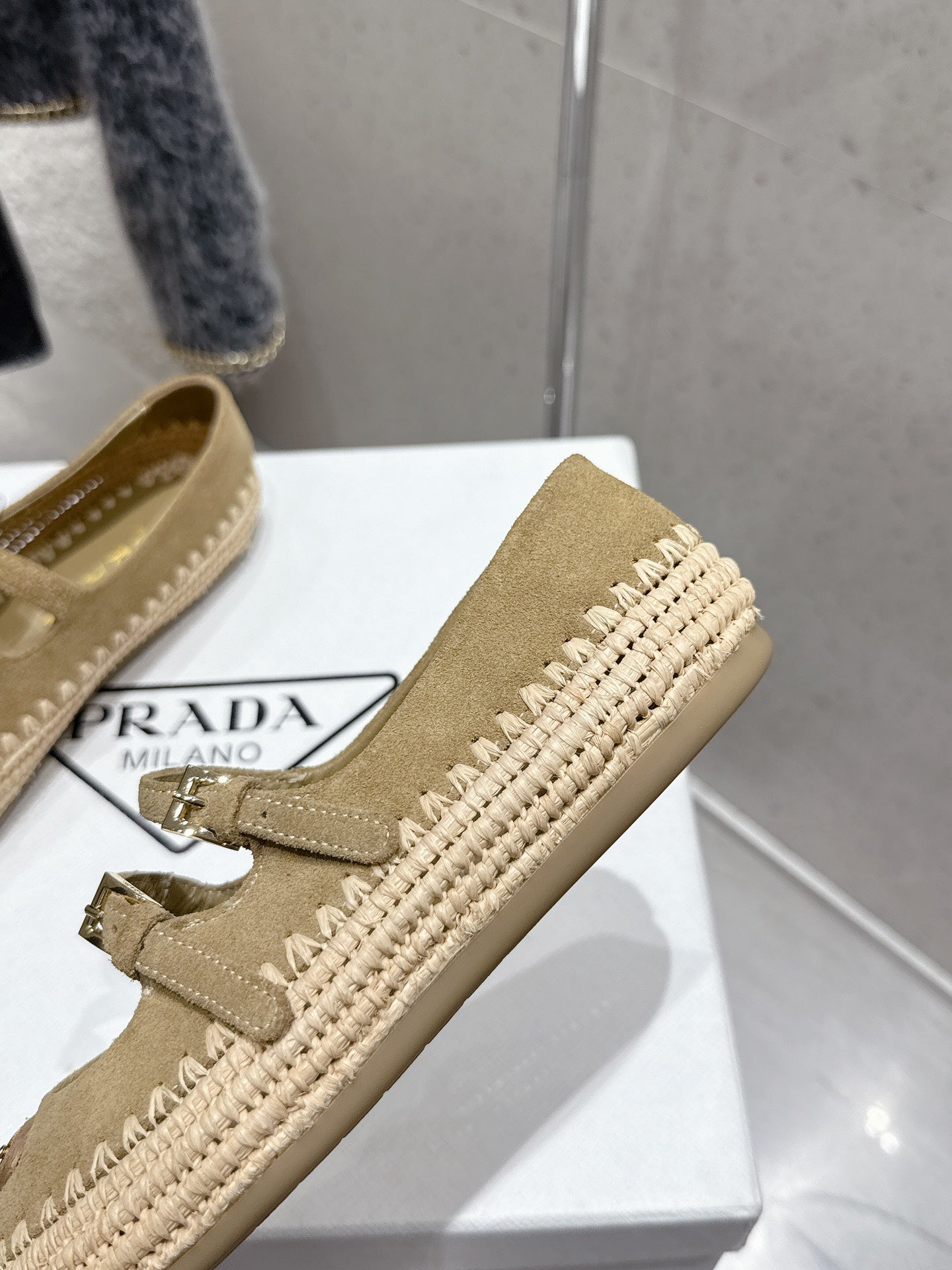 Pra 2025 Ballet Flat Beige Suede Woven 554291