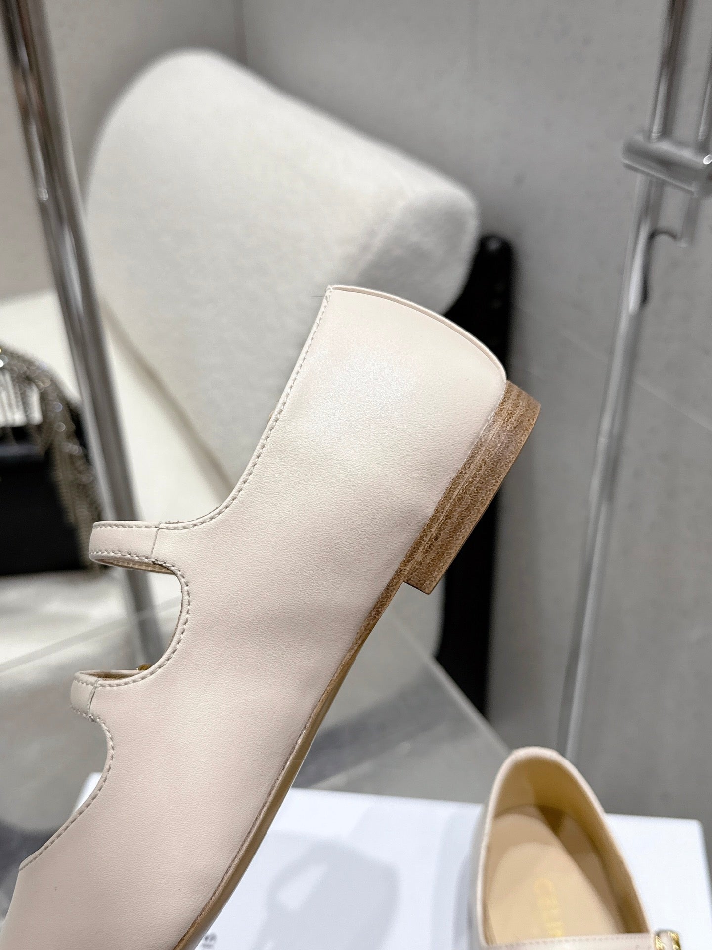 Celine 25 Ballet Flat Beige Cowhide 554202