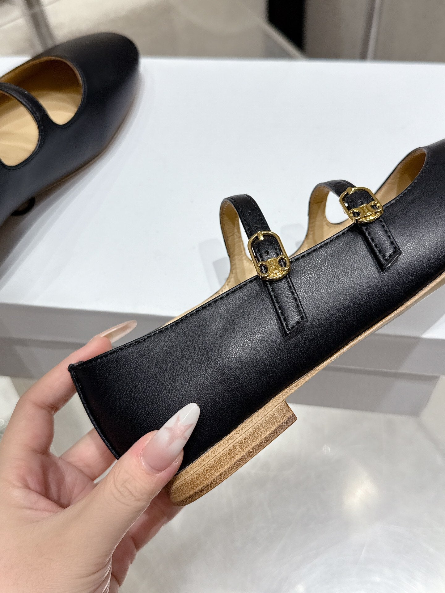 Celine 25 Ballet Flat Black Cowhide 554203