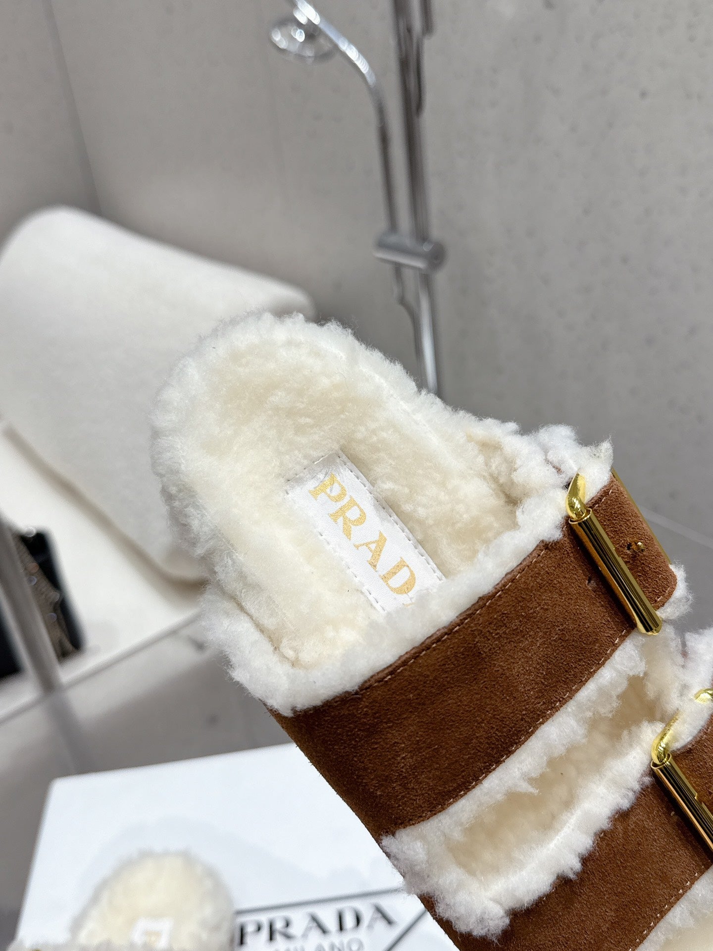 Pra 2025 Sandal Brown White Suede Wool 554329