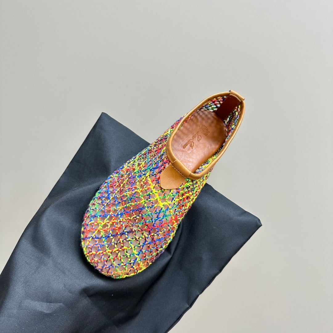 floaty flat mocassin sliper multicolor fabric