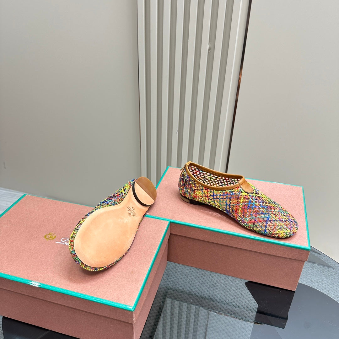 floaty flat mocassin sliper multicolor fabric