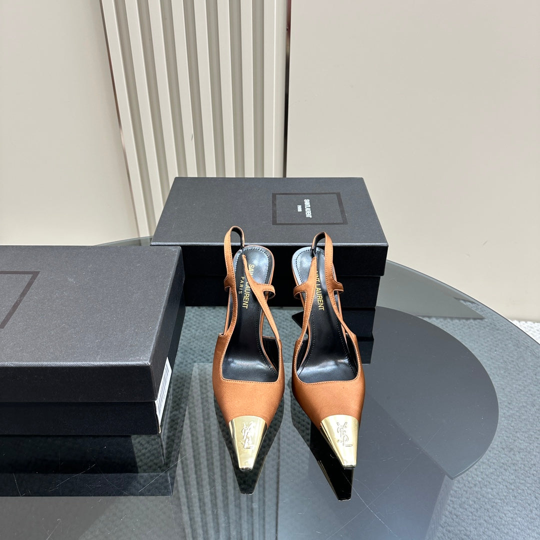 SL JEANNE SLINGBACK PUMPS TANGERINE SATIN