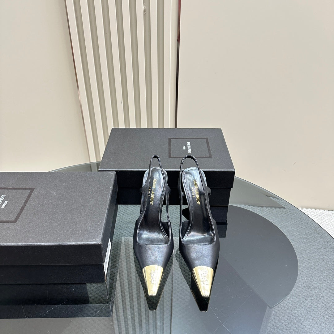 SL JEANNE SLINGBACK PUMPS BLACK CALFSKIN