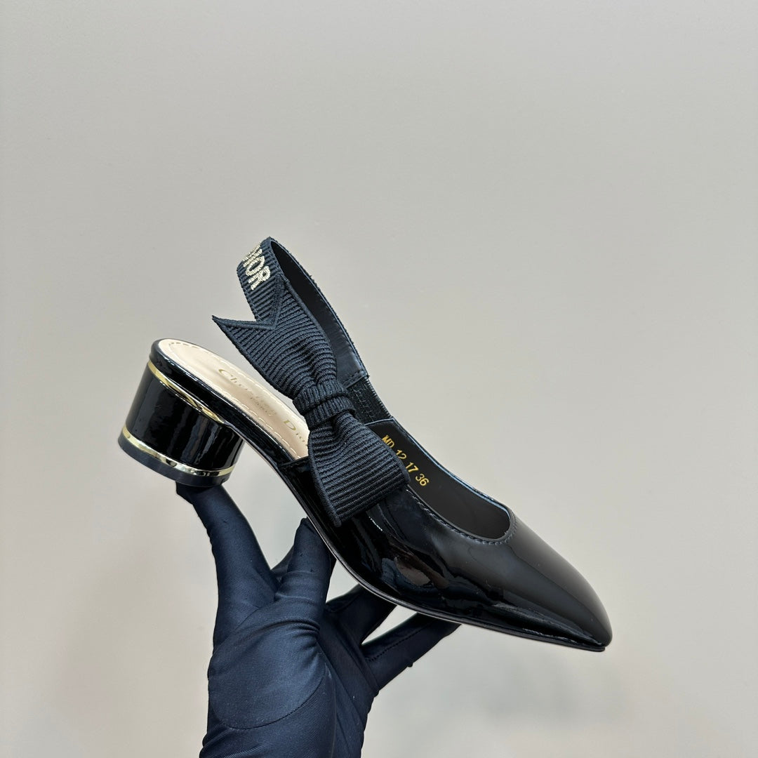 Miss Dior Paris Slingback Pump In Black Glossy Cowhide 998868