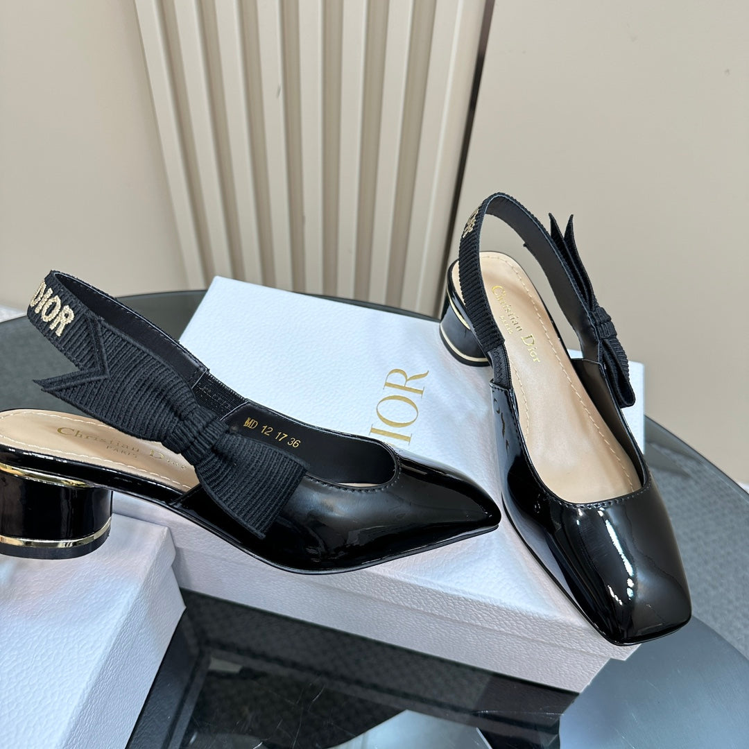 Miss Dior Paris Slingback Pump In Black Glossy Cowhide 998868
