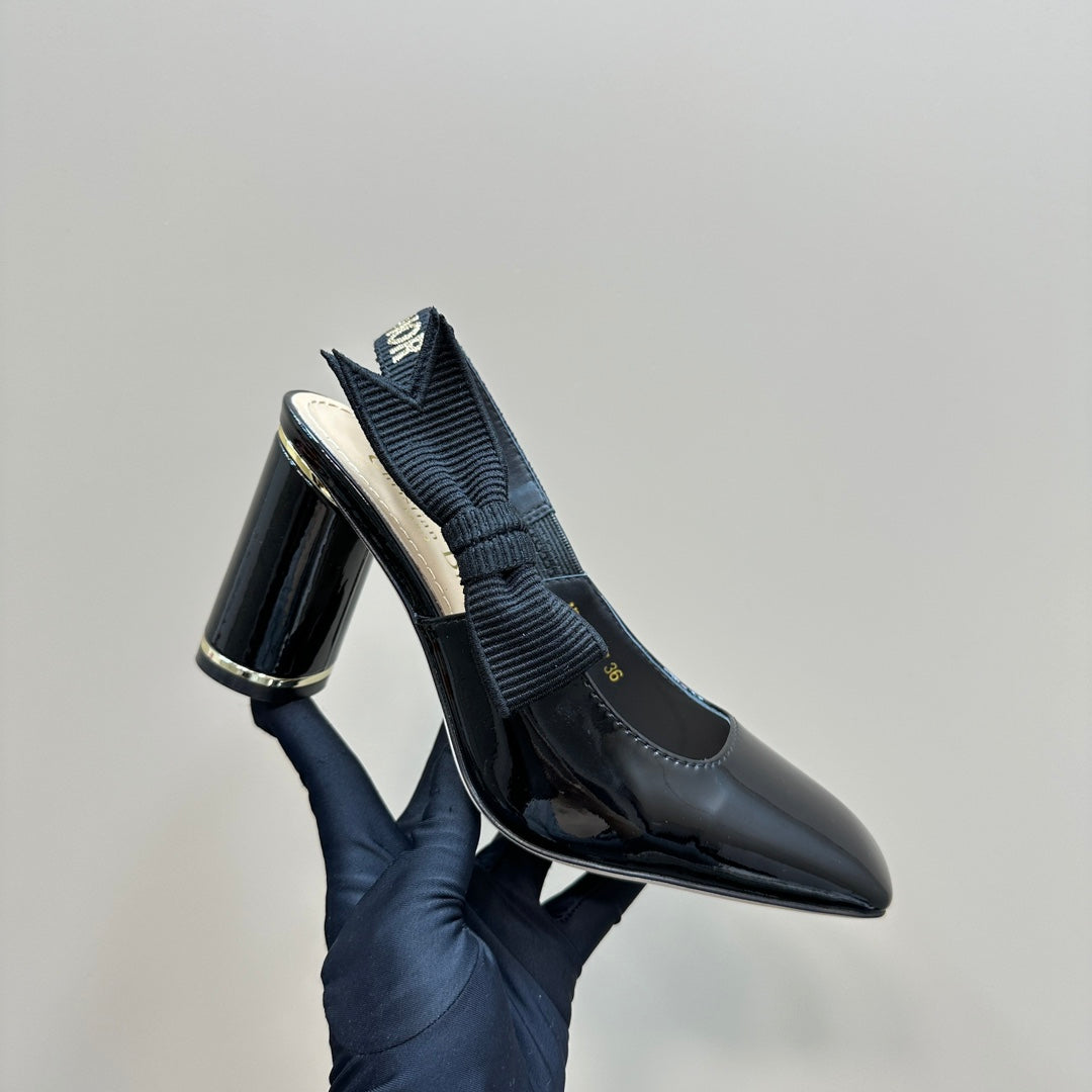 Miss Dior Paris Slingback Pump In Black Glossy Cowhide 998870