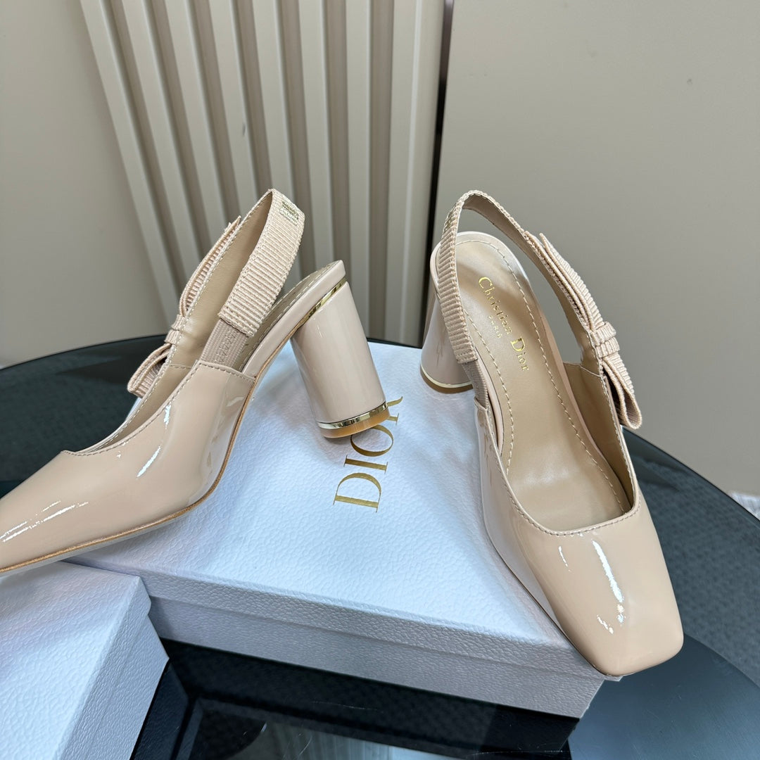 Miss Dior Paris Slingback Pump In Beige Glossy Cowhide  998863
