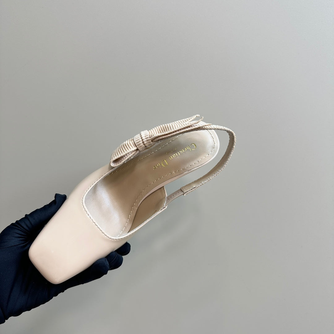 Miss Dior Paris Slingback Pump In Beige Glossy Cowhide  998863