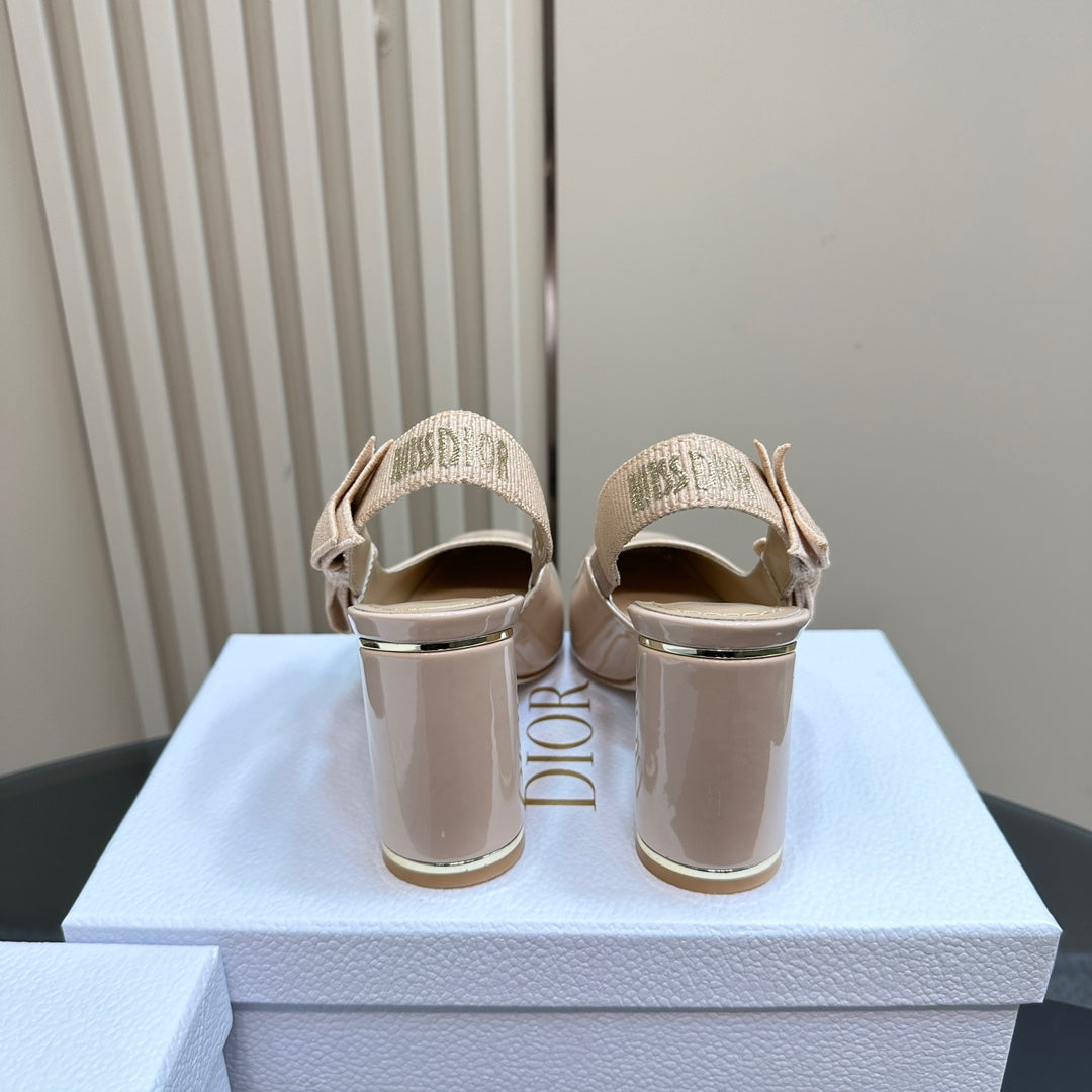 Miss Dior Paris Slingback Pump In Beige Glossy Cowhide  998863