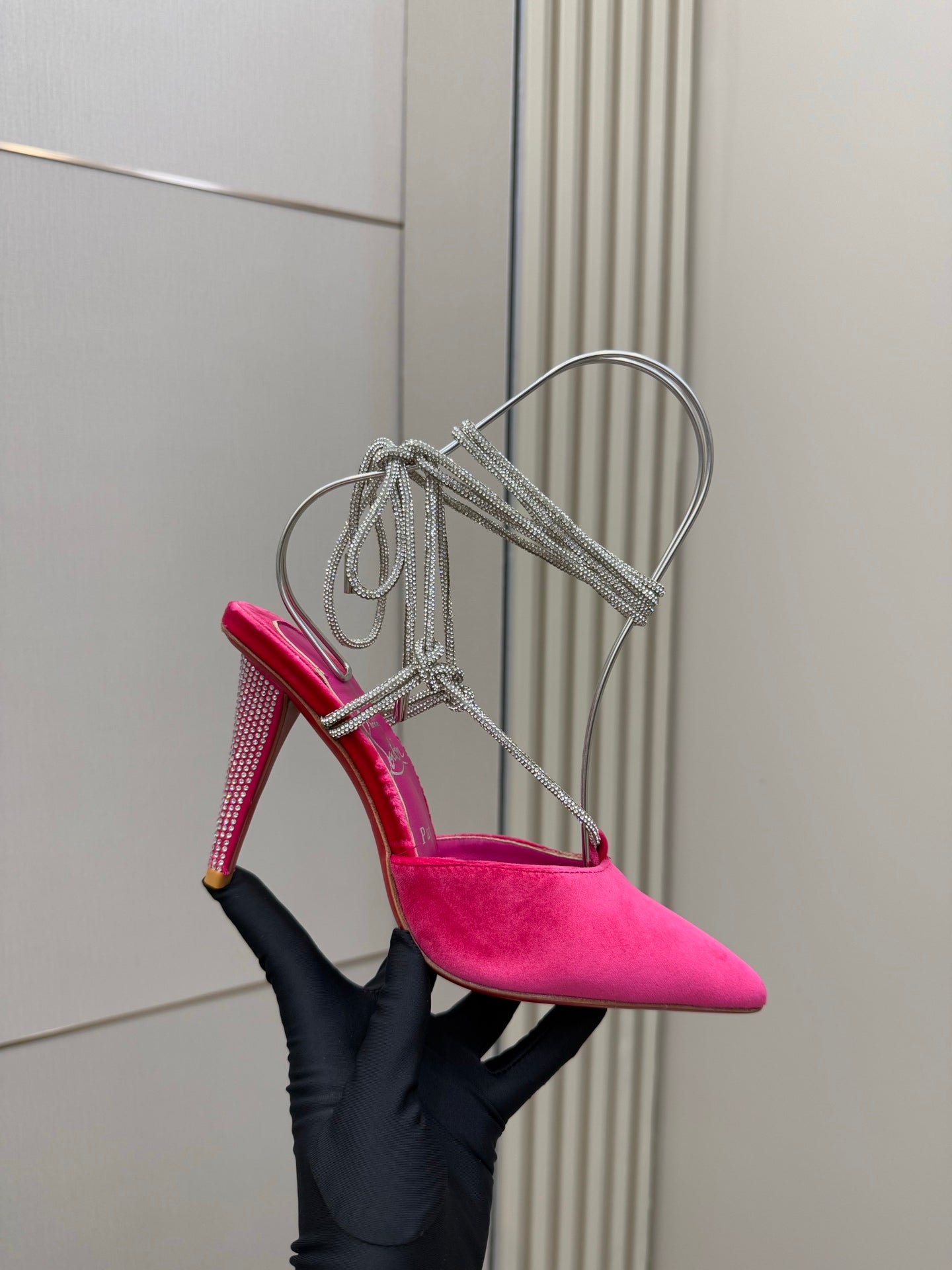 CL Mules Dark Pink 8.5cm Original Material 299876