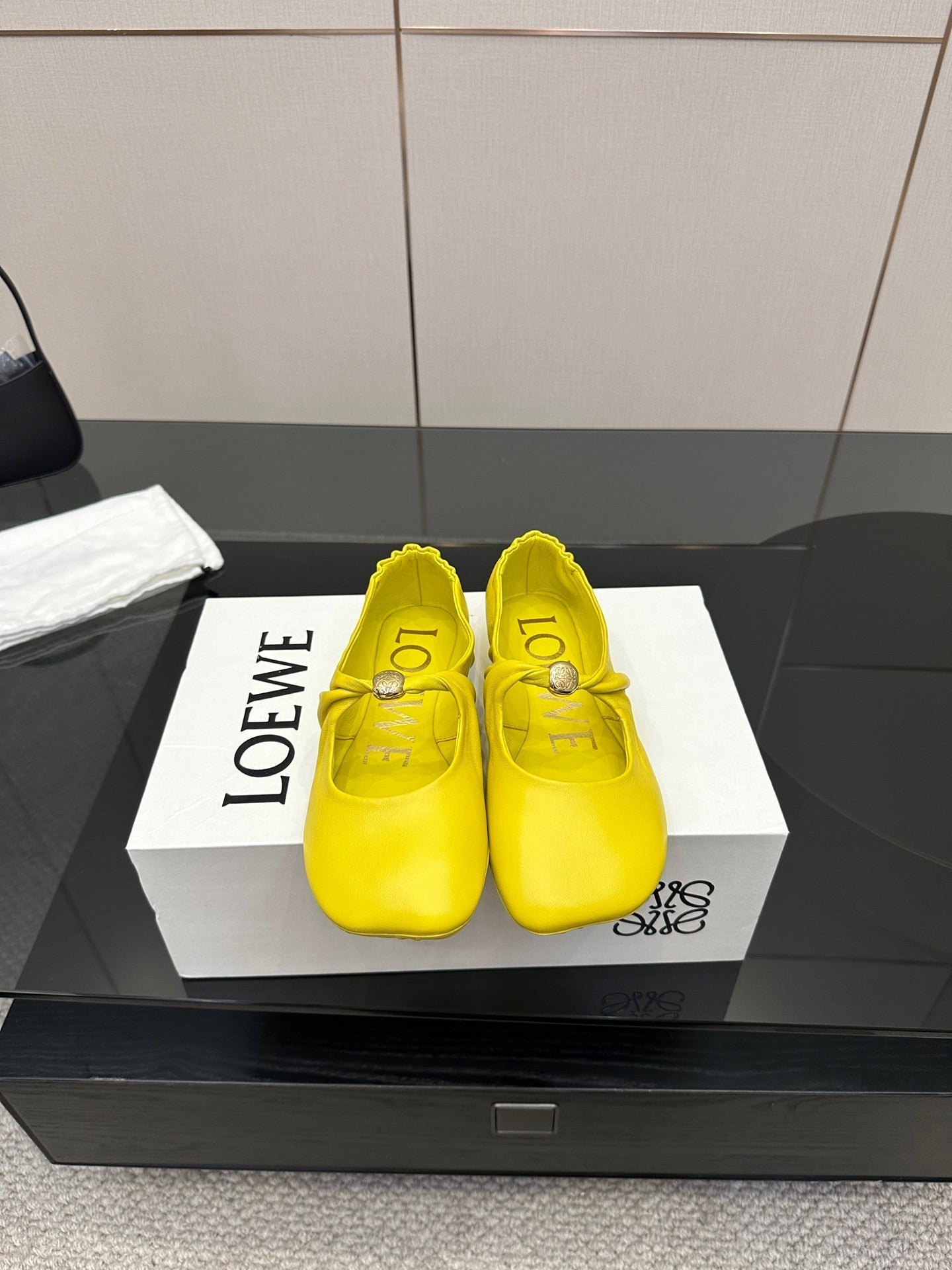 Loewe 25 Pebble Ballet Flats Yellow Calfskin