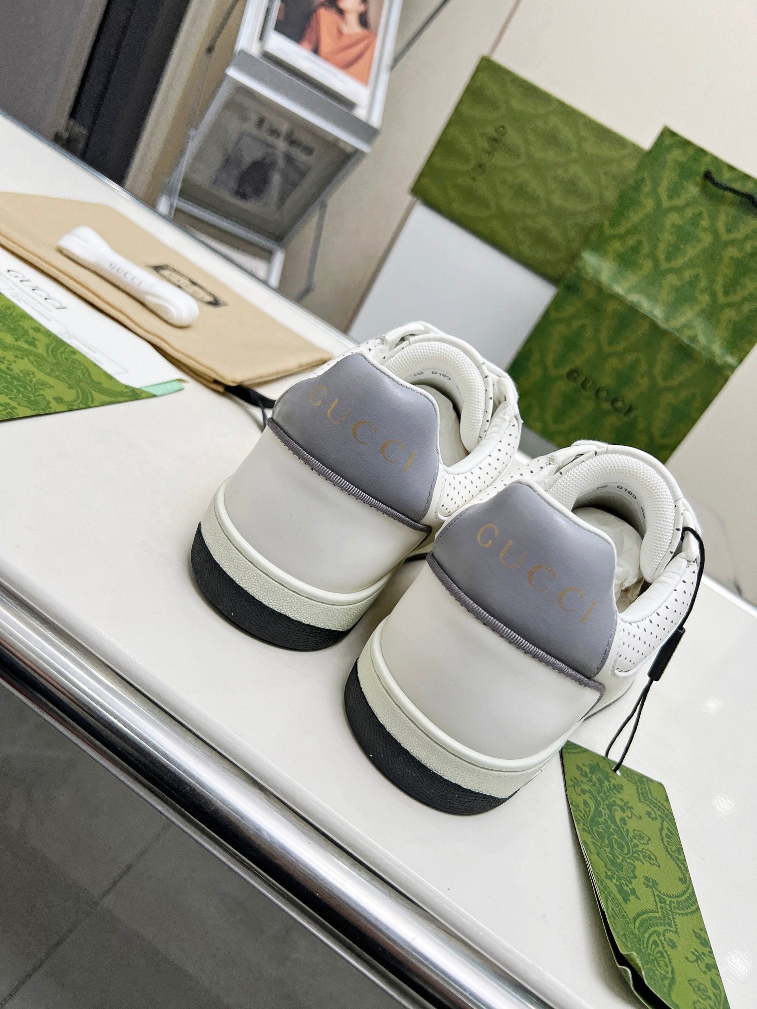 GG Men's MAC80 Sneaker White Grey Cowhide 539527