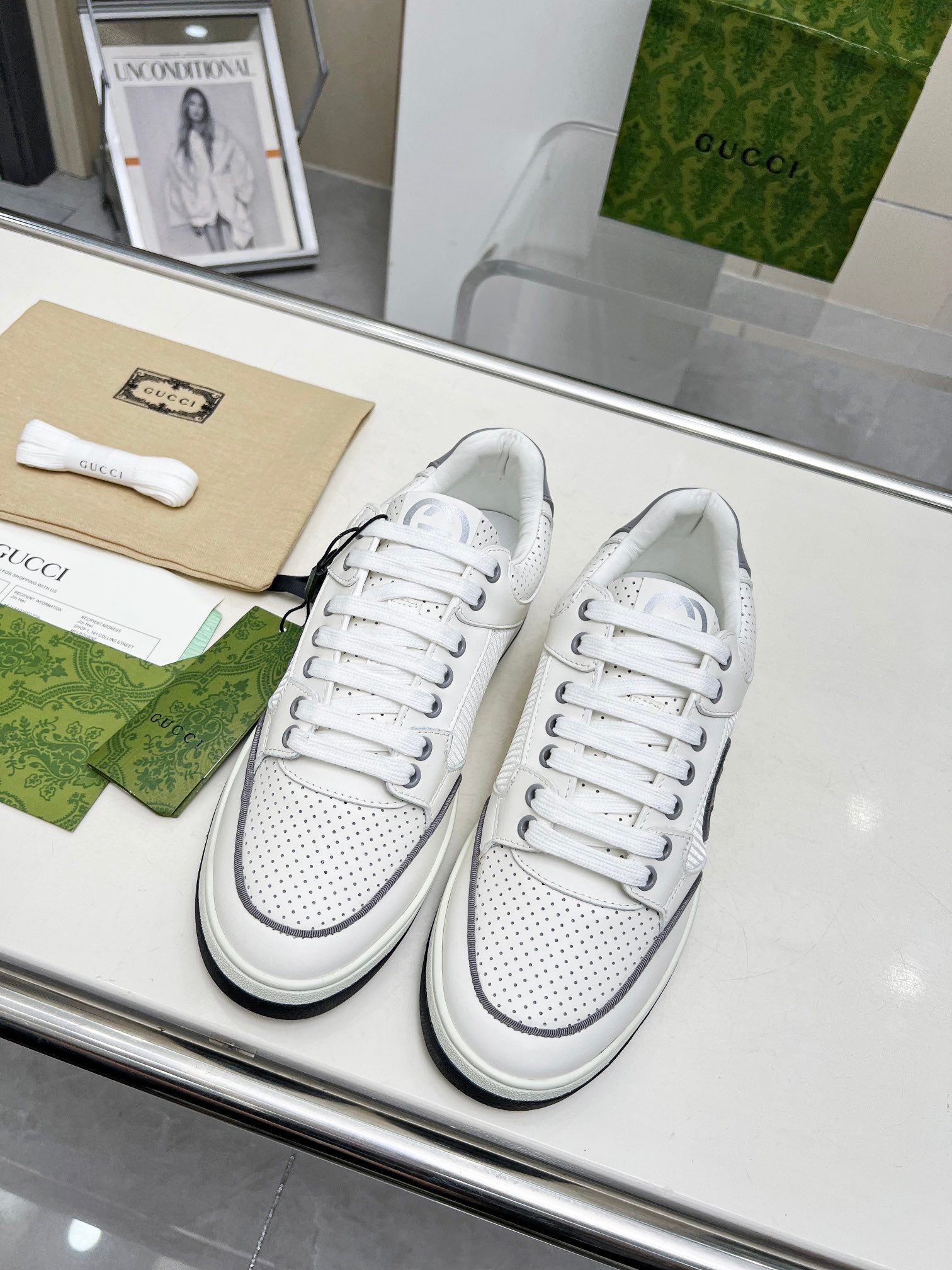 GG Men's MAC80 Sneaker White Grey Cowhide 539527