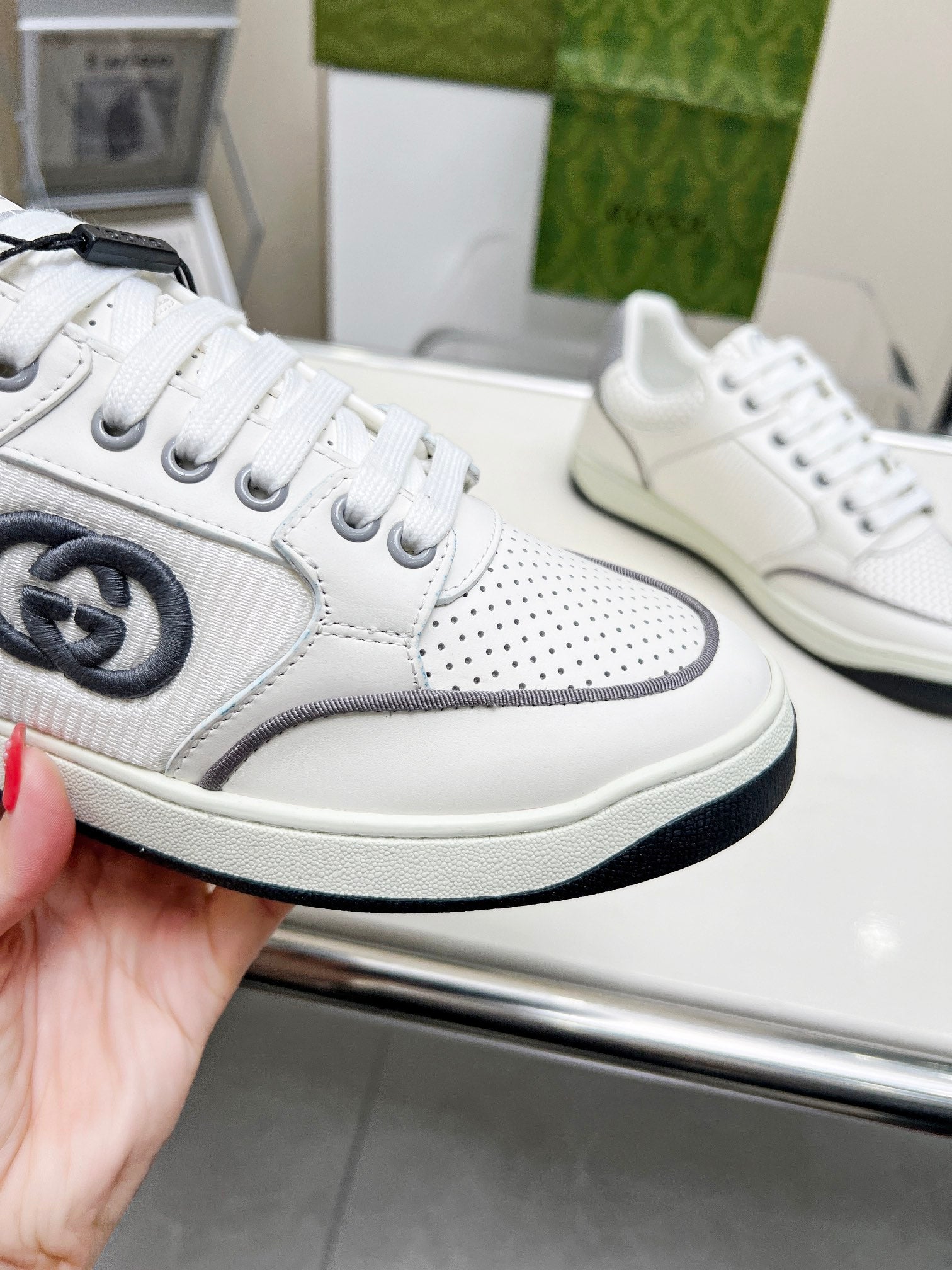 GG Men's MAC80 Sneaker White Grey Cowhide 539527