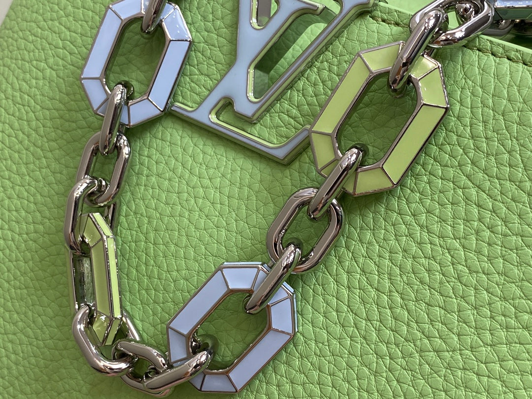 CAPUCINES BB 27 GREEN TAURILLON TURQUOISE SILVER HARDWARE