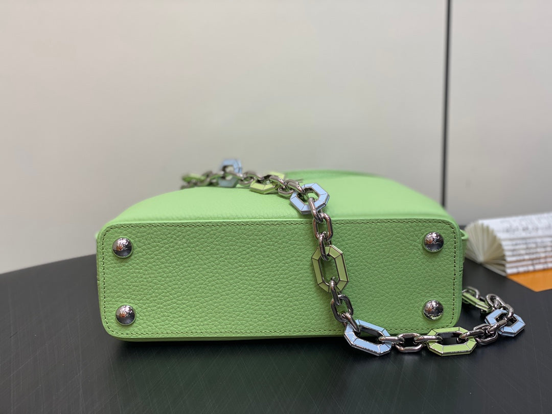 CAPUCINES BB 27 GREEN TAURILLON TURQUOISE SILVER HARDWARE