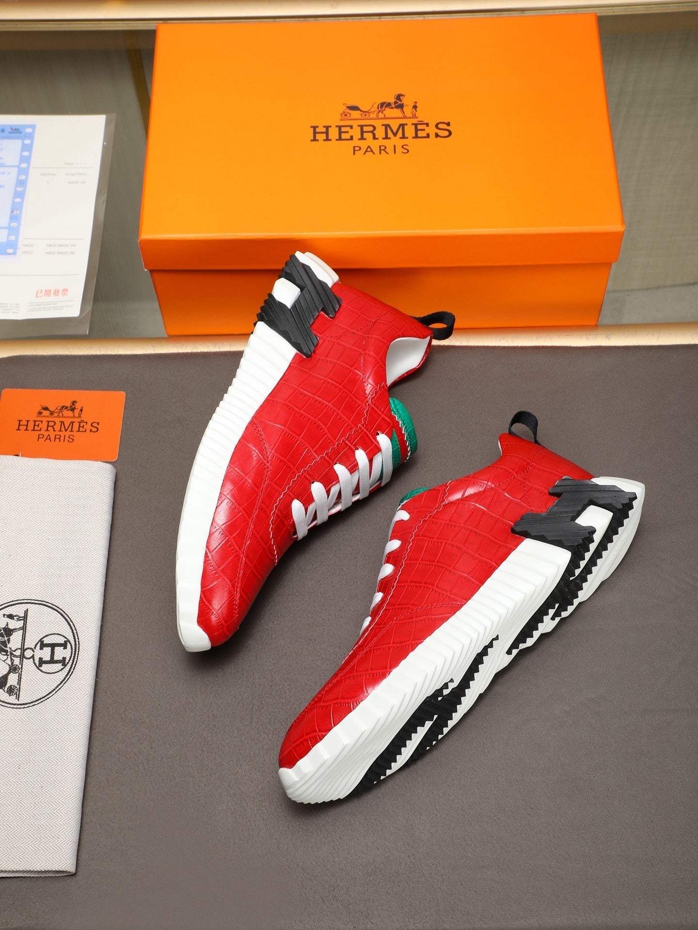 HM Men's Bouncing Sneaker Red Cowhide 664363