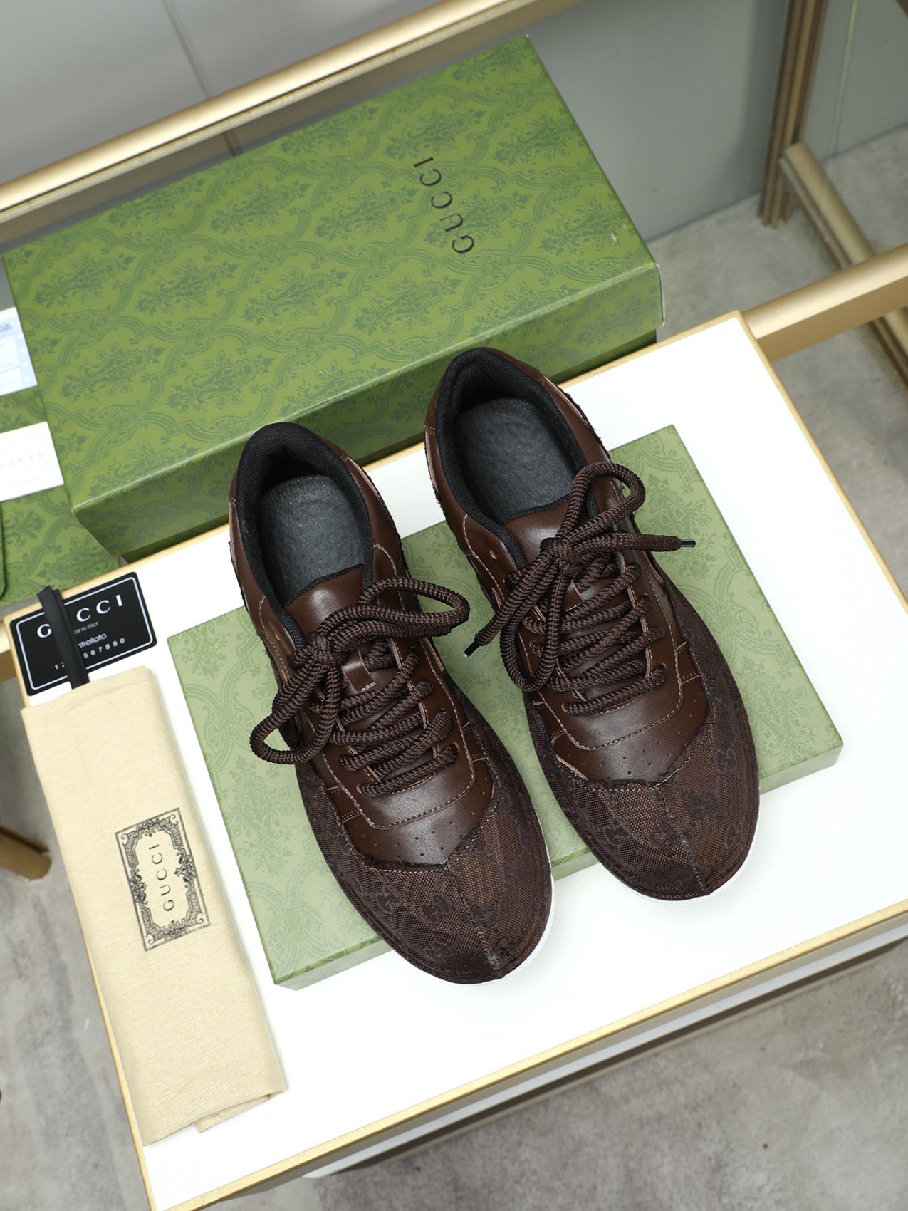 GG Men's Sneaker Brown Cowhide 587323