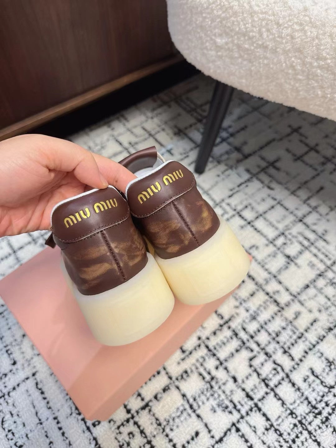 Miu Balance Sneakers Dark Brown Leather