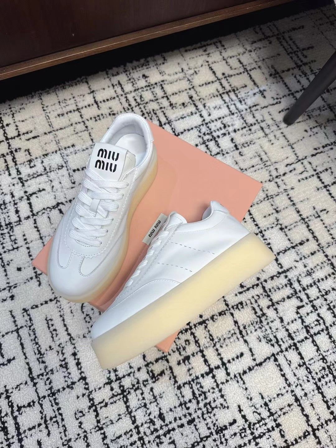 Miu Balance Sneakers  White Leather