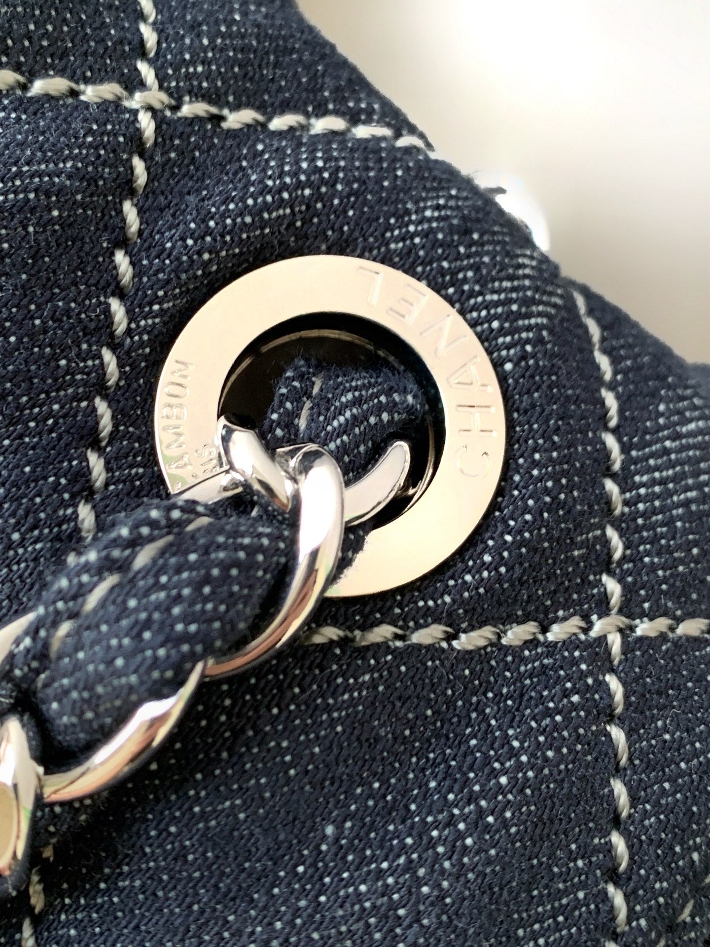 Chanel 25 Bag Navy Blue 34cm Denim Fabric 289496