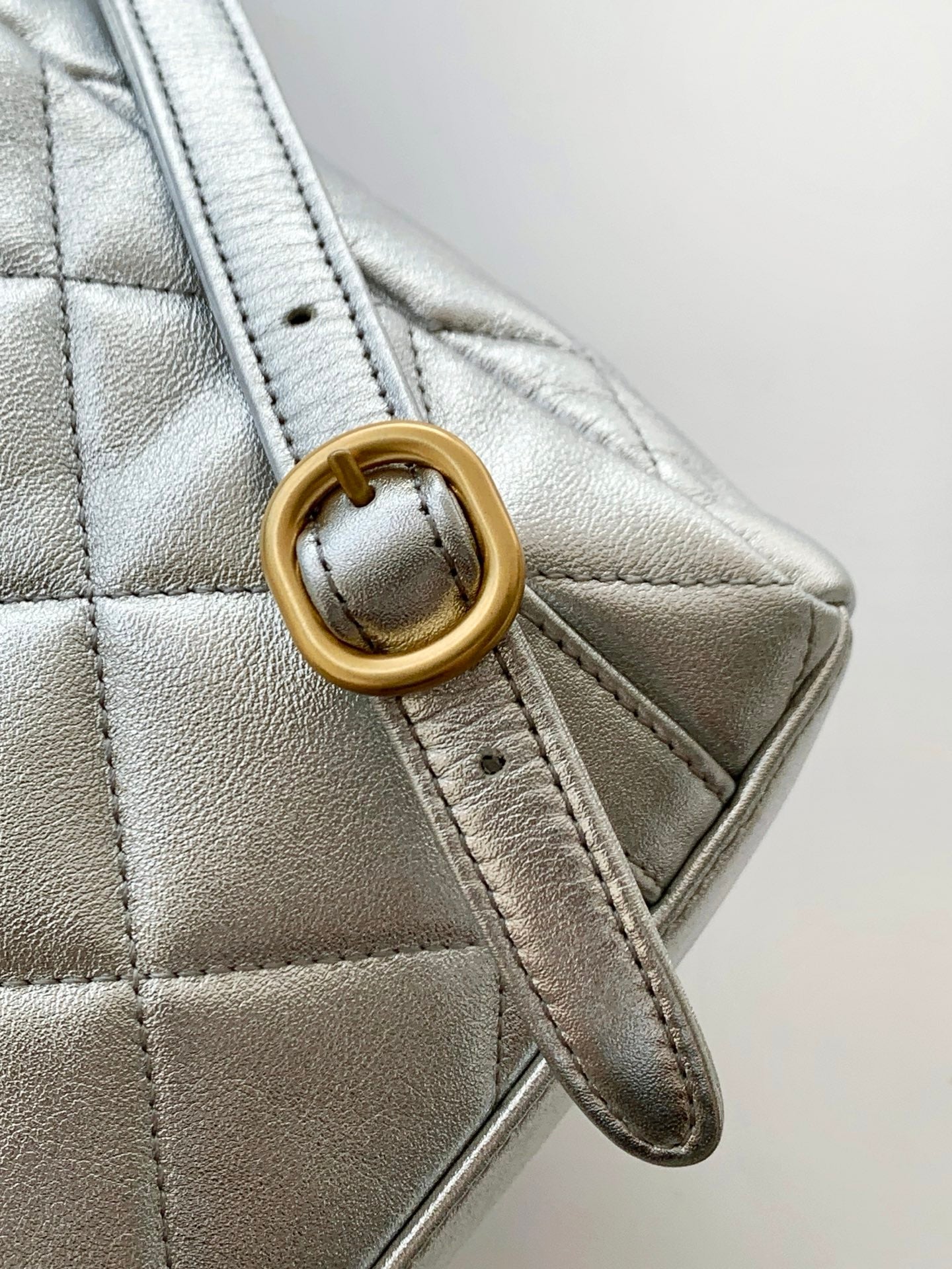 Chanel 25K Backpack Silver Gold Metallic Lambskin 295193