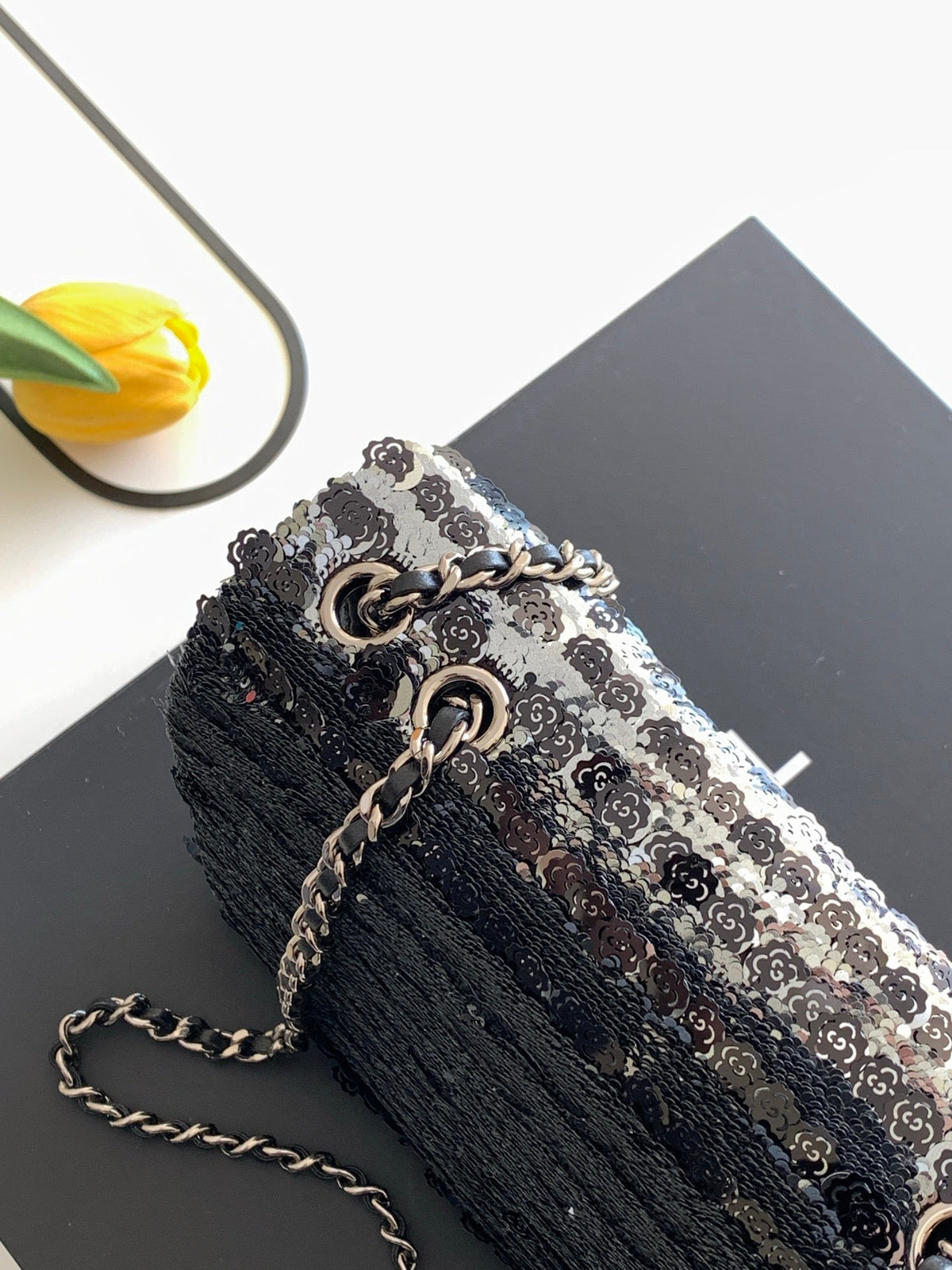 Chanel 2026 Bag 21cm Black Sequin 331214