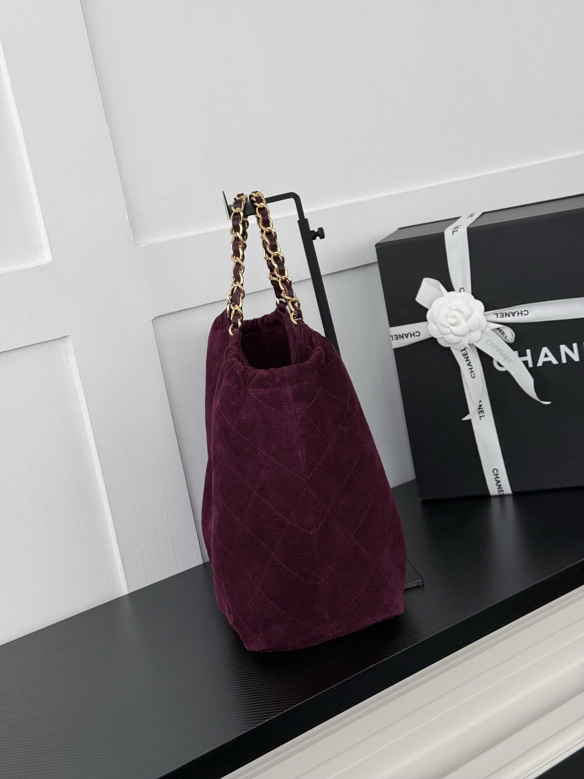 Chanel 2026 Quilted Neo Cabas Shopping Tote Bag 44cm Suede Leather