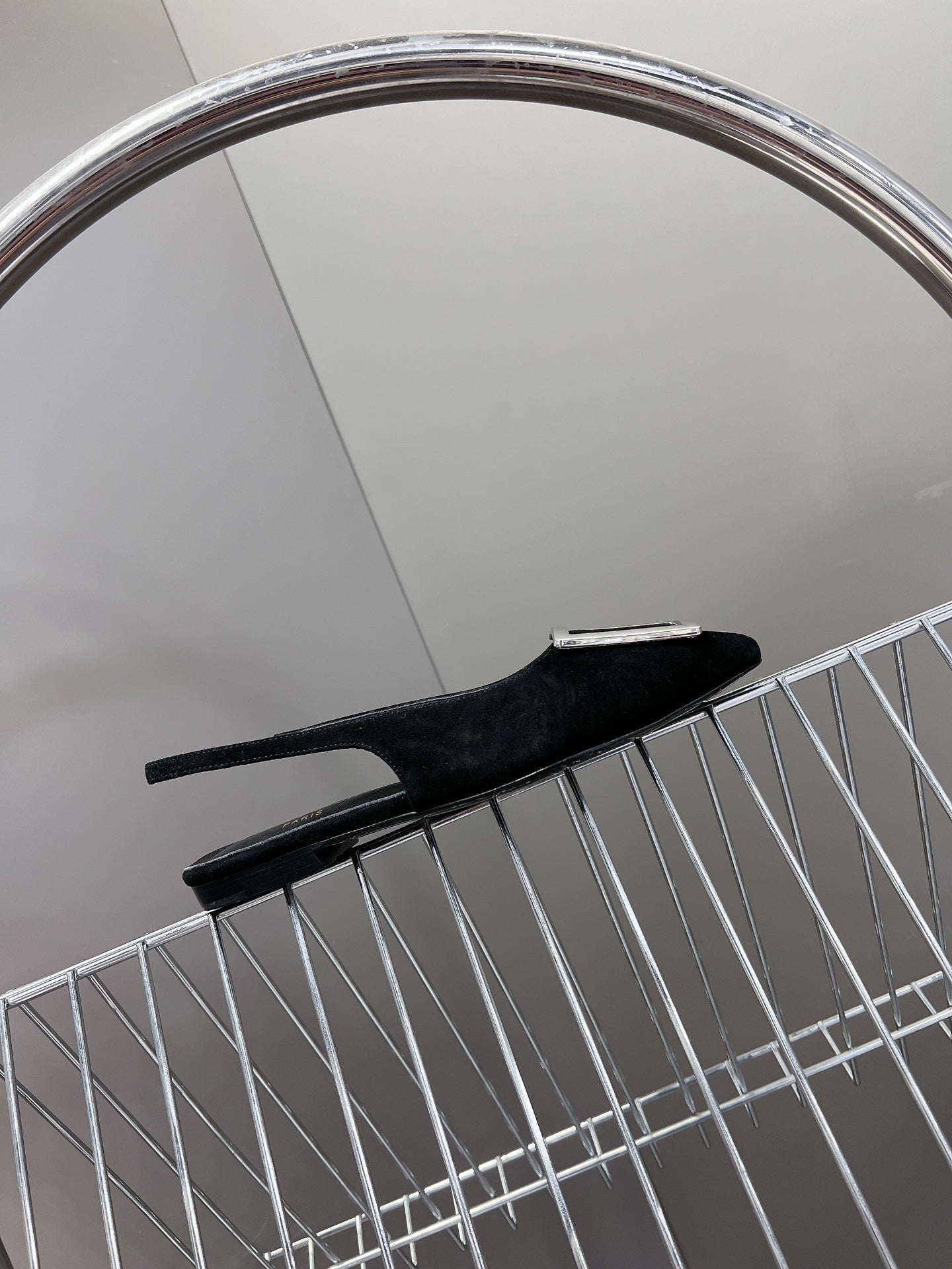 SL SQUARE BUCKLE SLINGBACK BLACK SUEDE