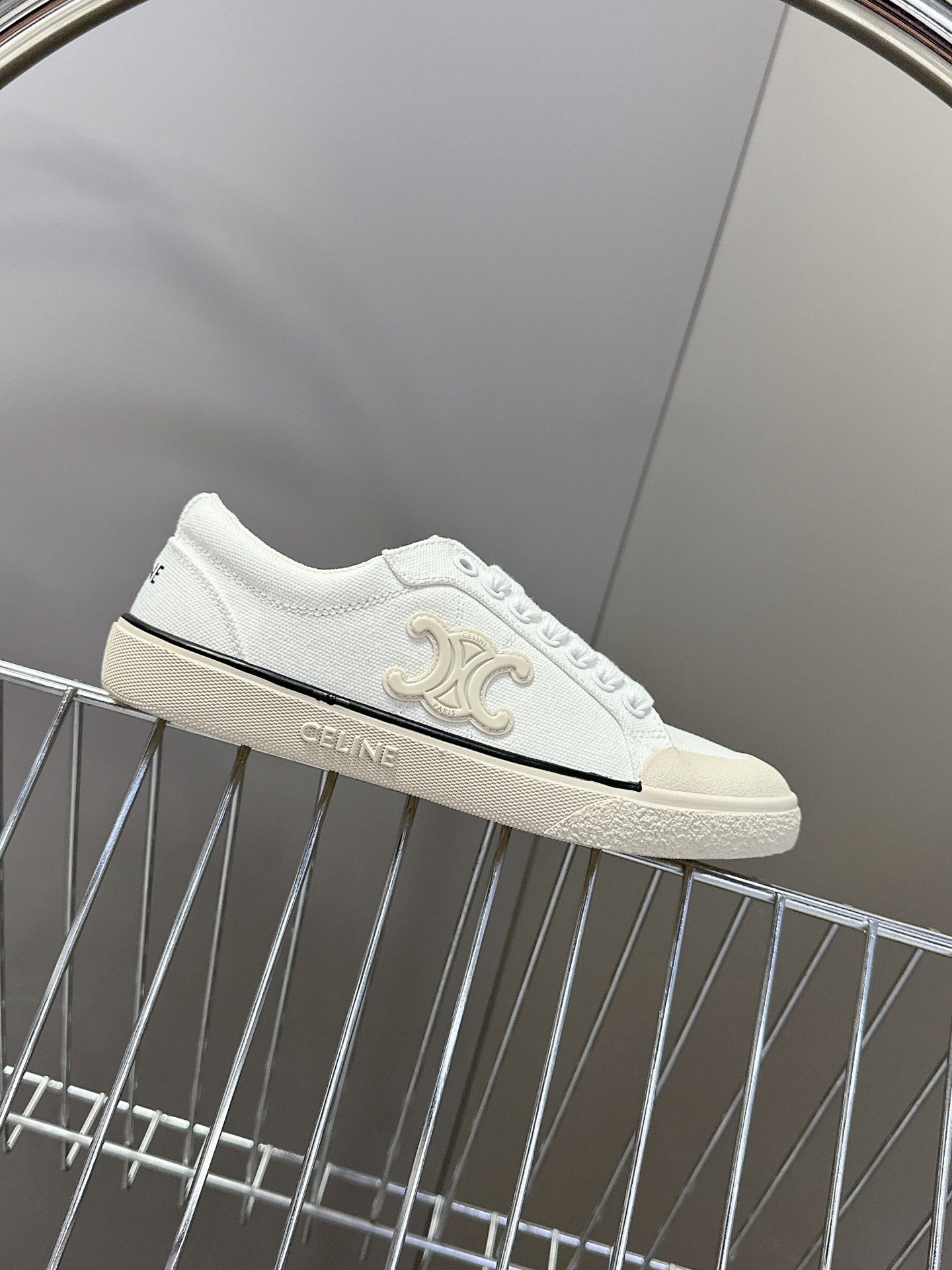 CELINE 25 Sneaker White Beige Canvas 285970