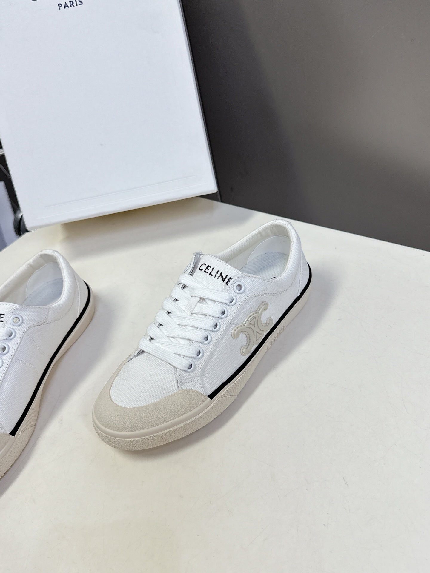 CELINE 25 Sneaker White Beige Canvas 285970