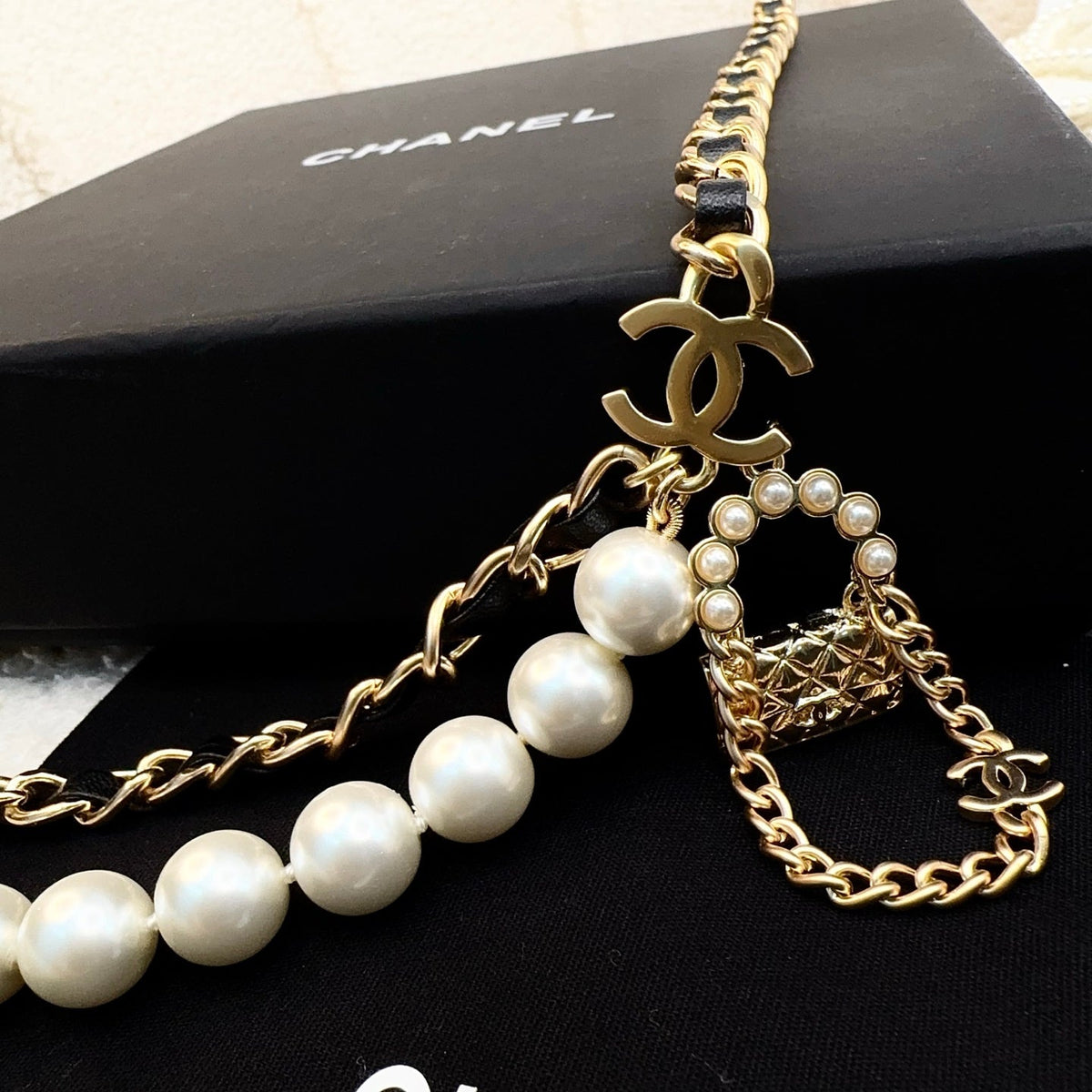Chanel 2026 Bag Charm Pearl Waist Chain Belt Gold-Hardware 217219