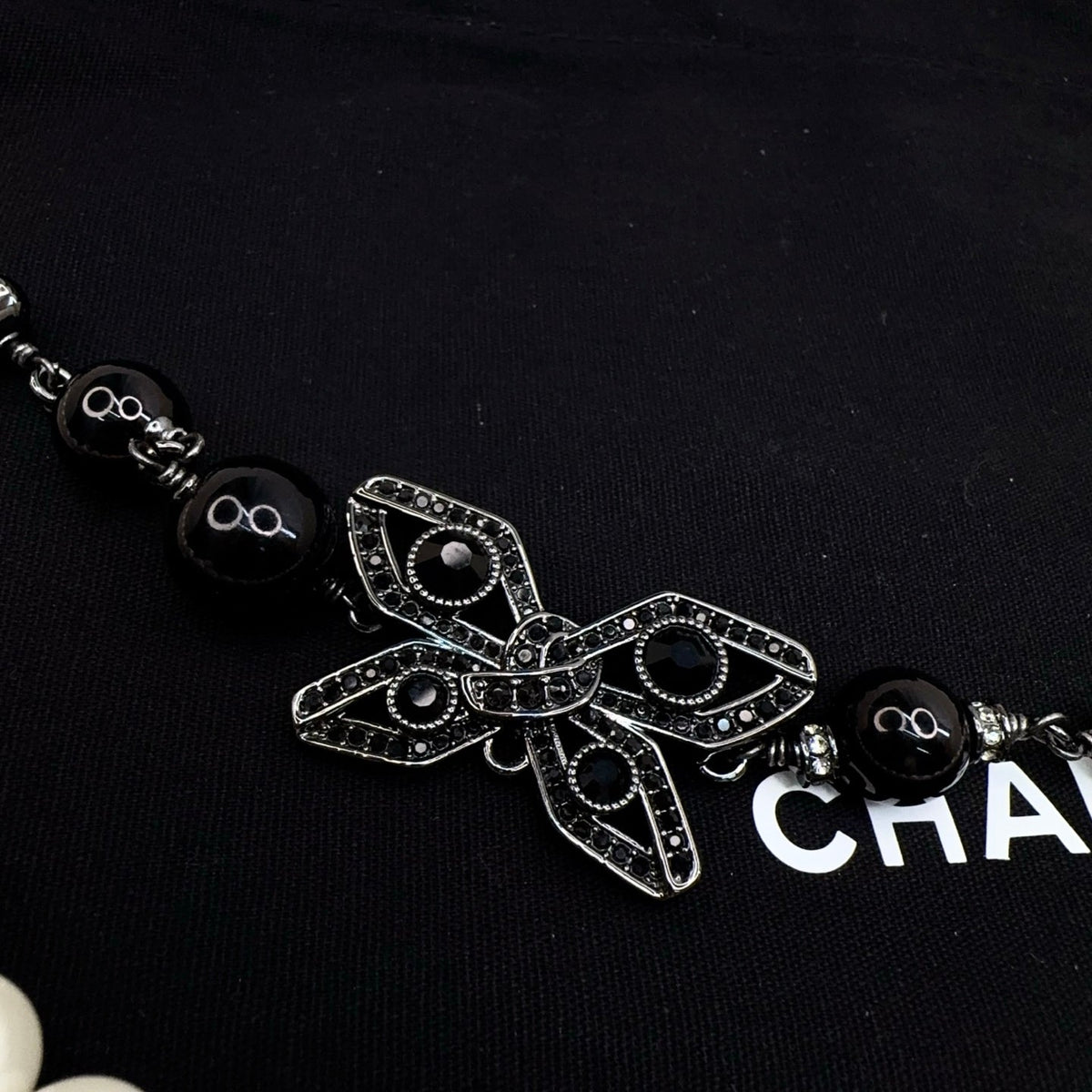 Chanel 2026 Hand-Woven Pearl Waist Chain Black 218095