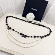 Chanel 2026 Hand-Woven Pearl Waist Chain Black 218095