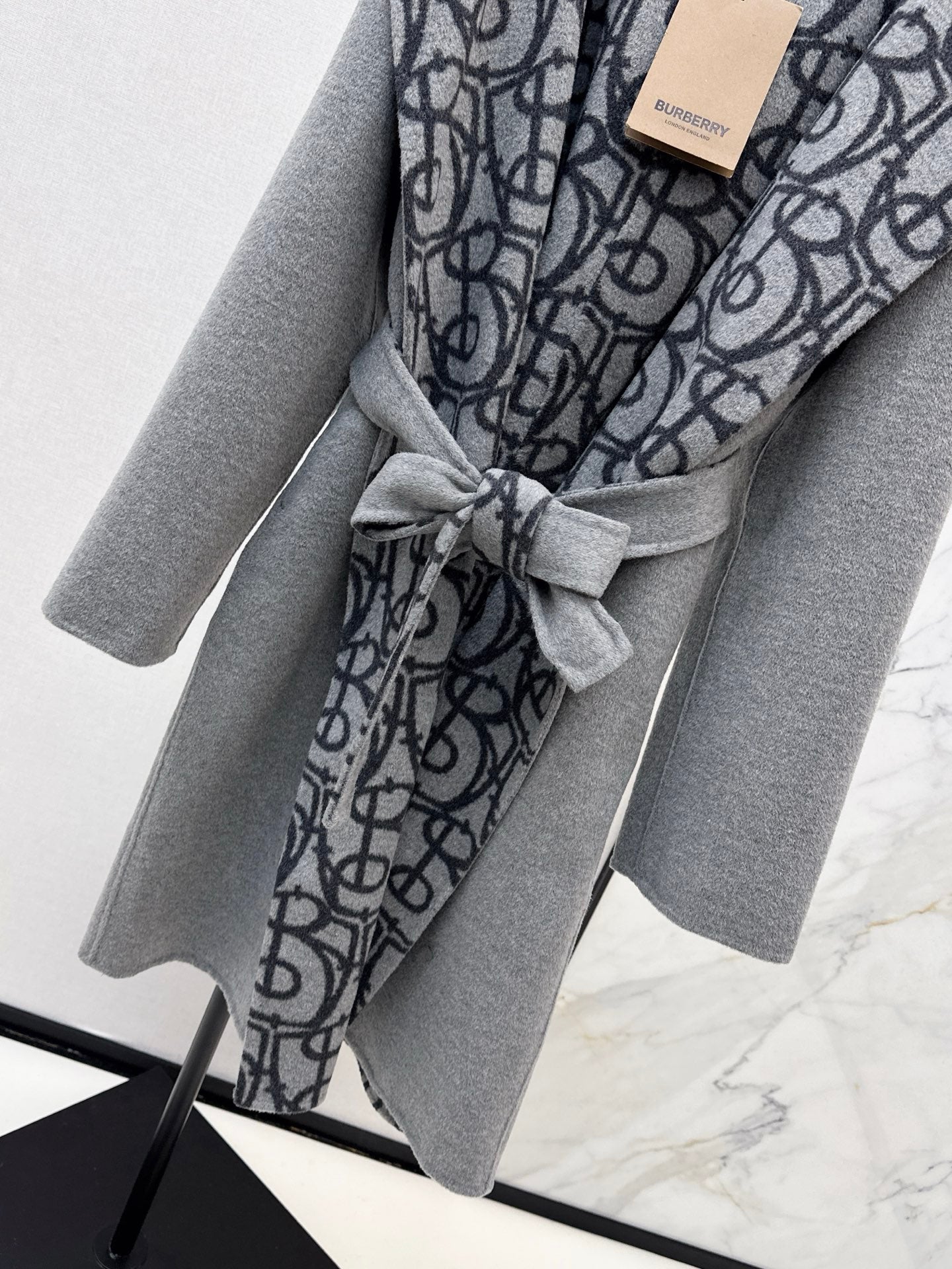 Burberry 25 Hooded Long Coat Gray Wool