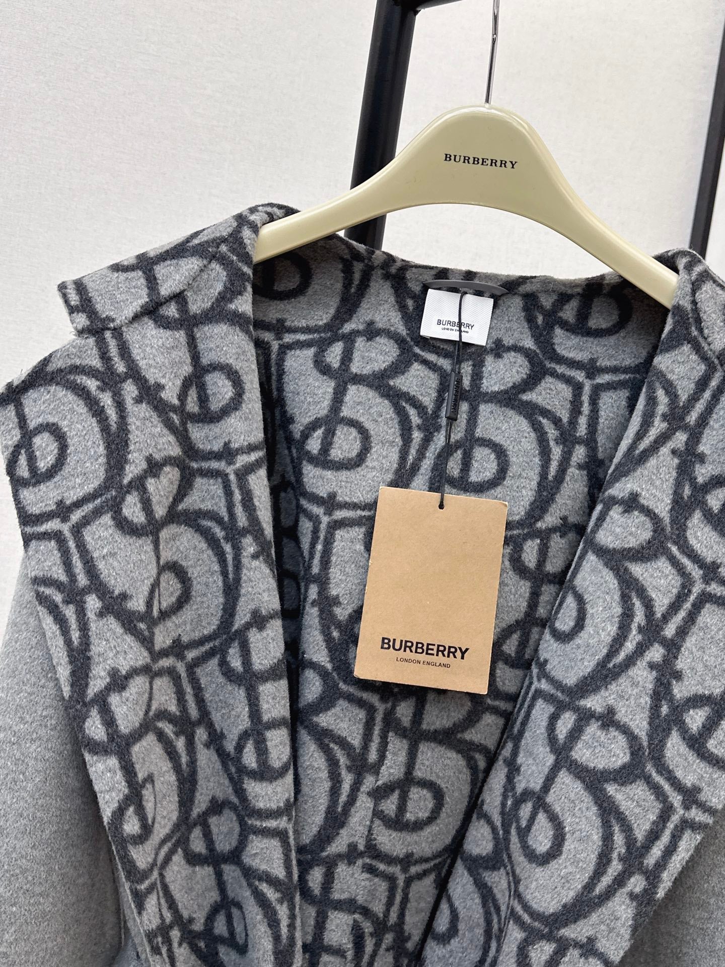 Burberry 25 Hooded Long Coat Gray Wool