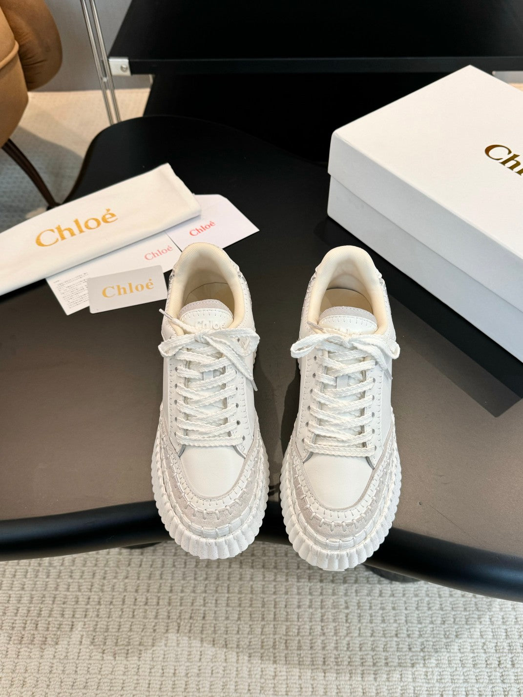 Chloe 2025 Nama Wedge Sneaker White Cowhide 576720