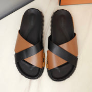 HM INFRA SANDAL BLACK AND SANDSTONE LAMBSKIN