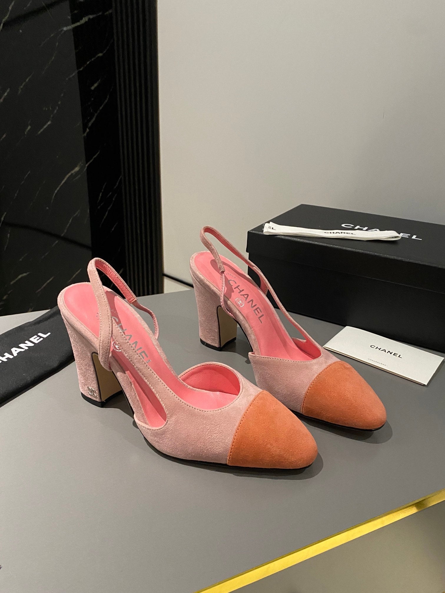 CC Slingback 95mm Pink Orange Suede