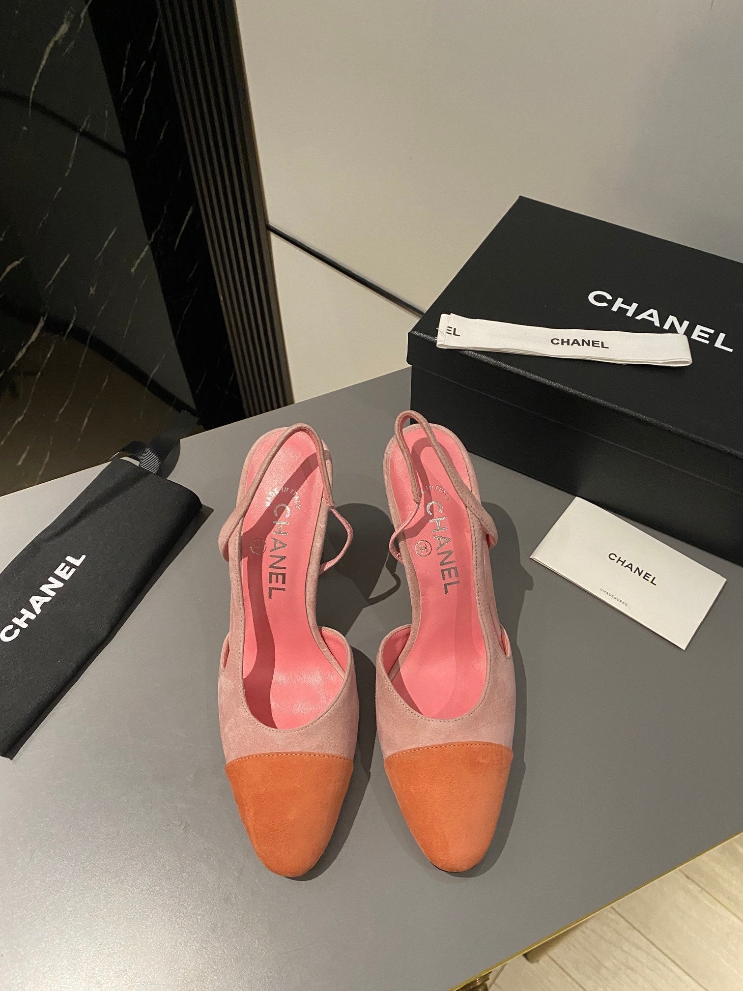 CC Slingback 95mm Pink Orange Suede