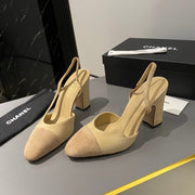 CC Slingback 95mm Beige Brown Suede