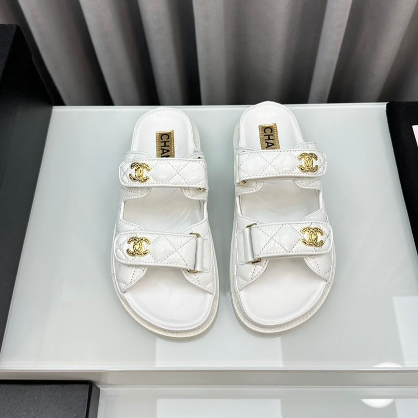 dad sandals white patent lambskin mules