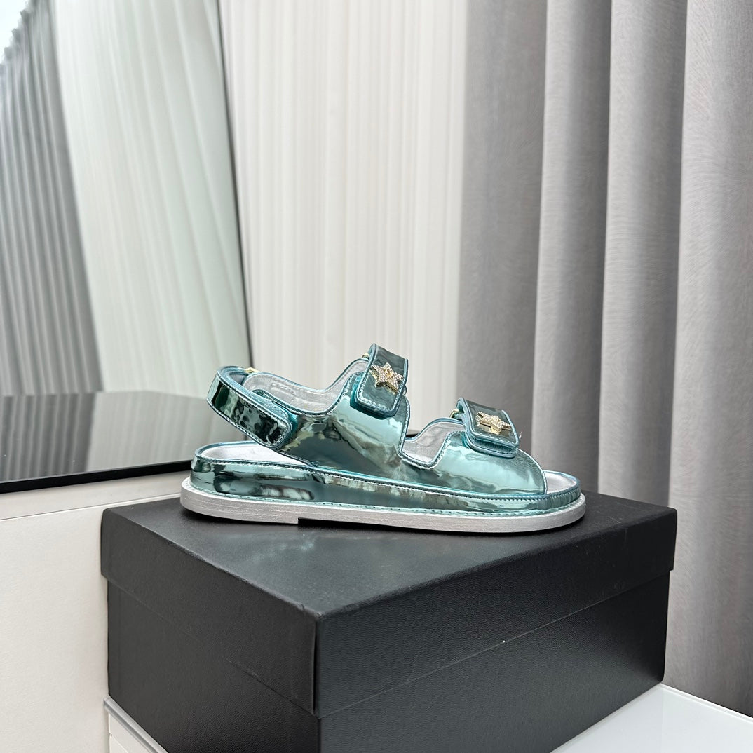 dad sandals cloud blue metalic lambskin