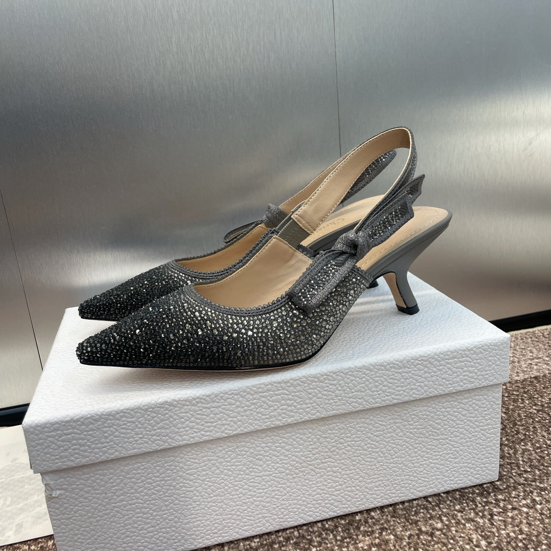 cd slingback pump 65 opaque black calfskin resin pearl